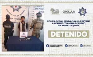 POLICÍA DE SAN PEDRO CHOLULA DETIENE A HOMBRE CON ARMA DE FUEGO EN BARRIO DE JESÚS