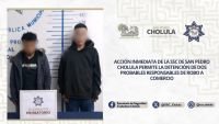 Acción inmediata de la SSC de San Pedro Cholula permite la detención de dos probables responsables de robo a comercio