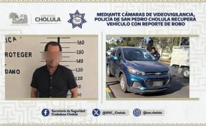 Mediante cámaras de videovigilancia, policía de San Pedro Cholula recupera vehículo con reporte de robo