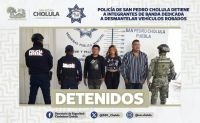 Policía de San Pedro Cholula detiene a integrantes de banda dedicada a desmantelar vehículos robados