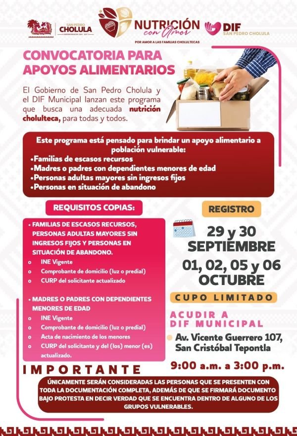 Tonantzin Fernández y DIF Municipal impulsan “Nutrición con Amor” para apoyar a 1,000 familias cholultecas