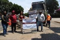 Supervisa Tonantzin Fernández obras de bacheo en San Pedro Cholula