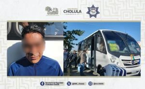 Acción coordinada permite el aseguramiento de un probable responsable relacionado con actos ilícitos en transporte público en San Pedro Cholula