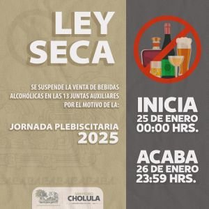 Ley seca en las juntas auxiliares por plebiscitos